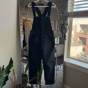 Free People Black Denim Overalls
